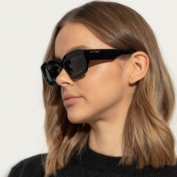 Off-White Women Sunglasses Black Grey Rectangle OERI138 CHARLOTTE 1007 BRAND NEW - Picture 12 of 14